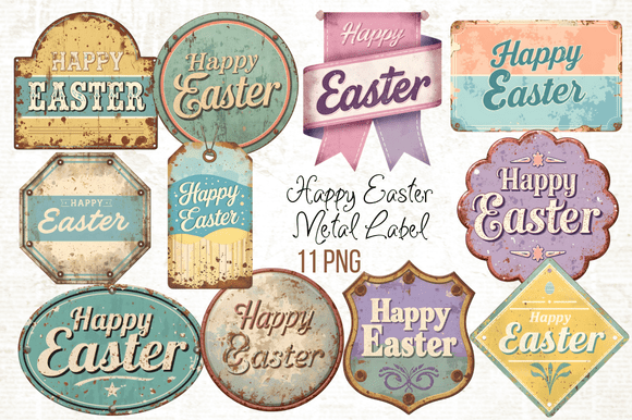 Download Happy Easter Metal Label Printable PNG - Happy easter Collection