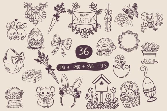 Download Hand Drawn Easter Bunny Eggs Spring SVG - Hand drawn easter bunny Collection