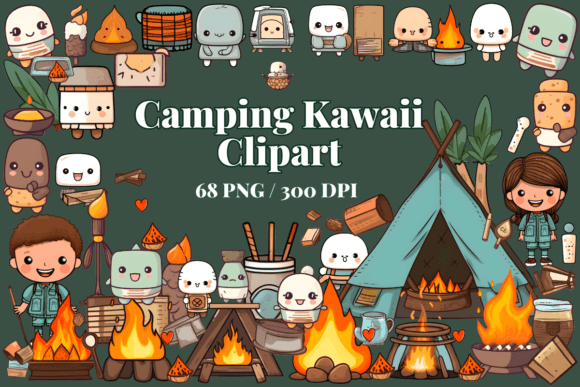 Download Camping Kawaii Clipart Cute PNG / Hiking - Premium Bundle