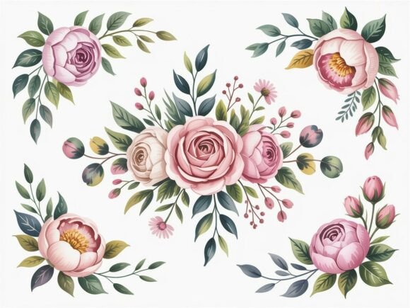 Download Delicate Watercolor Floral Clipart Set - Delicate watercolor Collection