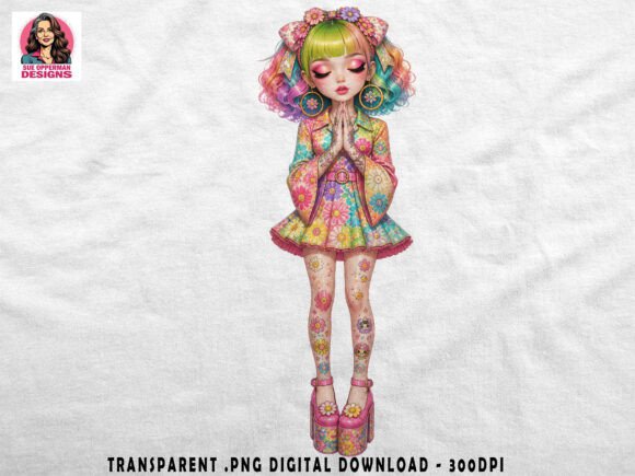 Download Flower Power Girl | Retro Kawaii Art - Premium Resources