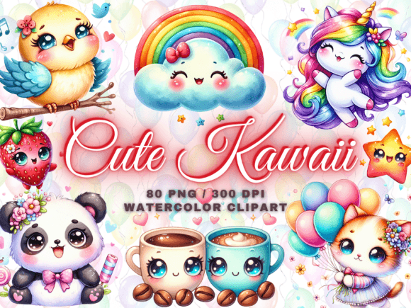 Download Watercolor Kawaii Clipart - Kawaii Png - Premium Resources