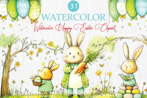 Download Watercolor Happy Easter Clipart - Happy easter Collection